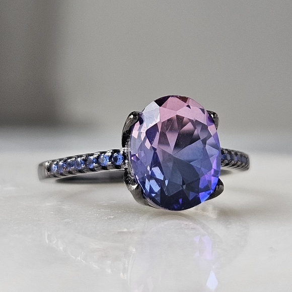 Pink & Purple Oval Gemstone Ring, real 925 Sterling Silver Charmed Aroma - Picture 6 of 7